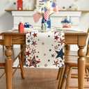 Artoid Mode Old Style Stars American Flag 4th of July Table Runner, Memorial Day Kitchen Dining Table Decoration for Home Party Decor 13x36 Inch