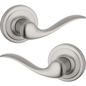 Kwikset Tustin Interior Passage Door Handle, Lever For Closet and Hallway Doors, Reversible Non-Locking Handle Lever, Satin Nickel, with Microban Protection