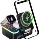 Wireless Charger 8in1 Magnetic Wireless Charger Fast Charging Station for iPhone, 65W Fast Foldable Charger with LED Clock, USB-C/A Ports, Multi-Device Charging, Travel Charged, MagSafe Compatible
