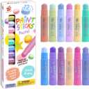 TBC The Best Crafts Paint Sticks, 12 Colors Pastel, Washable, Non-toxic, Tempera Paint Sticks for Kids and Students, 0.04 Ounce