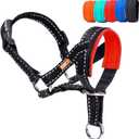 Dog Head Collar with Reflective Fabric, Adjustable Dog Head Harness to Prevent Pulling for Small Medium and Large Dogs(L, Red)