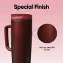 Owala SmoothSip Slider Stainless Steel Insulated Travel Mug with Handle, 100% Leak Proof, For Hot and Cold Drinks, Travel Friendly with Sliding Lock Lid, 24 oz, BPA Free, Leak Proof, Black Cherry