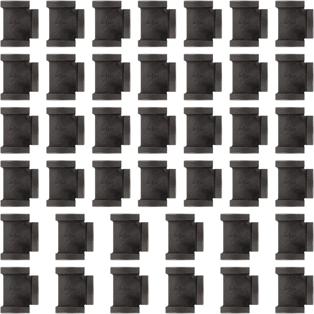 Niubid 4 Pack 3/4 inches Tees Malleable Cast Iron Pipe, Industrial Pipe for Threaded Black Pipes and Fittings, DIY Steampunk Industrial Vintage Style.