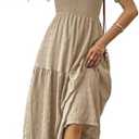 LIGHT DOT Women's Maxi Modest Dress 2025 Ruffle Puff Short Sleeve Smocked Tiered Casual Flowy, XL