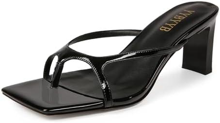 YYBYYB Women's Chunky Heels Flip Flops Block Heeled Sandals Square Open Toe Heels Summer Party Sexy Dress Shoes 6