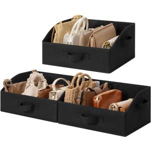 GRANNY SAYS Purse Organizer for Closet, Trapezoid Storage Bins, Closet Organizers and Storage, Decorative Storage Baskets for Shelves, Clothes, Toys, Towels, Black, 3-Pack