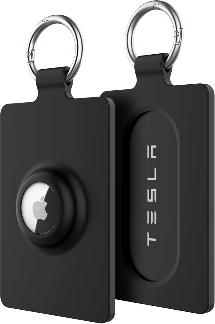 Card Holder for Tesla Keycard with AirTag Slot, Soft Silicone Key Card Protective Case Cover for Tesla Model 3 Y S X Cybertruck, Key Holder with Keychain Key Rings - 1 Pack