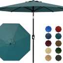 Garvee Patio Umbrella 9 ft, Table Umbrella Outdoor Patio UV Protection with Crank Lift & Push Button Tilt, 8 Sturdy Ribs for Yard, Deck, Pool - Turquoise