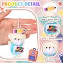 12 Set Welcome Back to School Gifts for Students Mini Stuffed Plush Animal Keychains Toys Bulk with Bus Tags Organza Goodie Bag for First Day of School Classroom Gift Party Favor