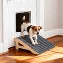 1-Pack Dog Stairs Ramp for Small & Aged Dogs - Wooden Anti-Slip Pet Steps, Low-Angled Dog Assist Ramp for Indoor & Outdoor, 4.2in, Slant Board Calf Stretcher & Footrest, Patio/Home/Office 3-in-1 Use