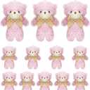 12 pcs Mini Teddy Bears Pink Teddy Bear Stuffed Animal Plush Bear Keychain Birthday Graduation Christmas Party Favor