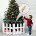 16" Extra Tall Christmas Tree Fence,10PCS Heavy Duty Wooden Baby Gate Around Christmas Tree Gate,Thickened White Picket Fence Barrier for Dogs,Cats&Kids,Tree Fence Border Decoration