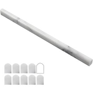 Lovdeco Carrara White 1/2" X 12" Marble Pencil Liner Tile, Edge Trim Molding for Shower and Backsplash, Bullnose Tile Trim Matte, 10 Pcs/Box