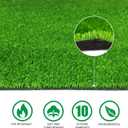 Realistic Artificial Grass 4 FT x 13 FT Green Synthetic Turf Rug Fake Grass Mat Indoor Outdoor Lawn Landscape for Garden, Balcony, Patio with Drainage Holes & Rubber Backing