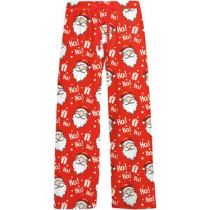 Christmas Loose Pants for Girls Boys Santa Claus HoHo Wide Leg Bottoms Red Christmas Leggings Outfits, 13-14 Years