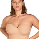 HSIA Longline Strapless Bra for Women, Anti-Slip Support Corset for Large Bust Convertible Bustier Bandeau for Big Breasts (Beige), 34D