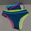 Blooming Jelly Women's Cheeky Bikini Sets Color Block Two Piece Swimsuit Crisscross Back Sporty Bathing Suits Curvy Swim Suit (X-Large, Dark Cyan)