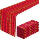 6 Pcs Mexican Table Runners 13x84 Inch Boho Fiesta Table Runners Linen Handwoven Gift Set for Cinco De Mayo Easter Wedding Dia De Los Muertos Party Farmhouse Dining Decor