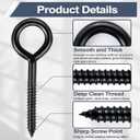 DELSWIN Eye Hooks Screw Eye Bolt - 800Lbs, 6 Inch Heavy Duty Eye Hooks, Rustproof Self Tapping Eye Bolts Eyelet Screw for Indoor & Outdoor, Hammock, Swing, Securing Cables Wire (4 Pack)