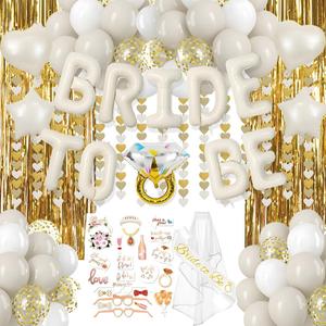 Bachelorette Party Decorations81Golden Bride To Be Decorations: Including Veils, Bridal Balloon Belts, New Photography Supplies And Golden Banners, Aluminum Foil Backgrounds, Photo Curtains.