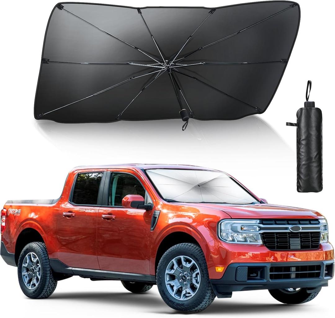 Car Windshield Sun Shade Umbrella, Foldable Car Umbrella Sunshade Cover Protect Vehicle from UV Sun, Easy to Store and Use, Keeps Vehicle Cool, Fit Most Vehicle (57 x 31 inches)