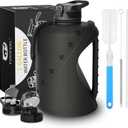 TOOFEEL 1 gallon water bottle - 128 oz water bottle with Straw & Chug Lid - BPA Free Big Water Bottle with Handle - Gym Water Bottle - Black