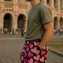 Mens Quick Dry Graphic Shorts Inner Drawstring Athletic Workout Short Deisgner Running Outdoor Casual with Pockets (X-Large, 06-love_white)