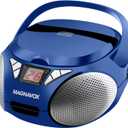 Magnavox Portable Top Loading CD Boombox with AM/FM Stereo Radio in Black | CD-R/CD-RW Compatible | LED Display | AUX Port Supported | Programmable CD Player | (Blue)