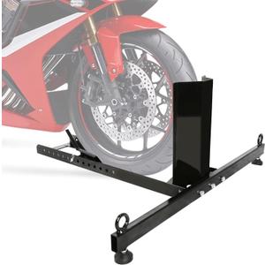 ECOTRIC Motorcycle Wheel Chock Stand Upright 1800lb Capacity, Adjustable Motorcycle Front Tire Stand Chock for Trailer Truck Garage Fit for Most Motorcycles Tire Size 15"-22" Wheels (Black 1800 lbs)