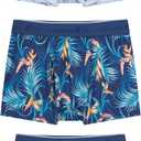 CARIBBEAN JOE Boxer Briefs, Birds of Paradise Pattern, Pack of 3, Fun Novelty Mens Underwear (XX-Large, Navy Blue)