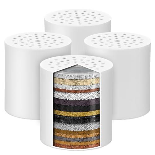 4 Pack 20 Stage Shower Filter Replacement Cartridge High Output Universal Shower Head Filter Refill for Hard Water Reduces Chlorine Compatible with Any Similar Design by Cenipar