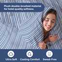 Duvet Cover Queen Size Set - Extra Soft Queen Duvet Cover 90" x 90" with 2 Pillow Shams - Hotel Luxury, Easy Care & Fade Free with Zipper Closures & Ties - Comfy, Cozy and Breathable (Blue Stripes)