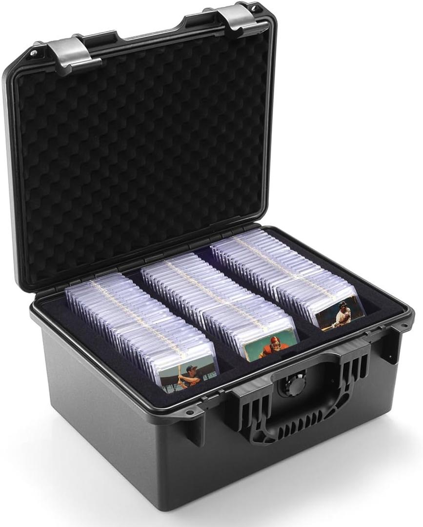 Graded Card Storage Box - Sports Trading Card Slab Case Compatible with PSA CSG SGC Magnetic Card Holder & Top Loaders, Waterproof Boxes - 3 Custom Graded Cards Case Compartments