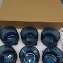 Vintage Glassware Drinking Glasses Set of 6,12 oz Hobnail Glass Cups,Embossed Blue Water Tumbler,for Beer,Cocktail,Whiskey,Juice and Various Mixed Drinks- 1 Cleaning Brush