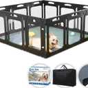 Clear Acrylic Dog Playpen with Door for Puppies & Small Dogs, 12Panels, 24" H, Black
