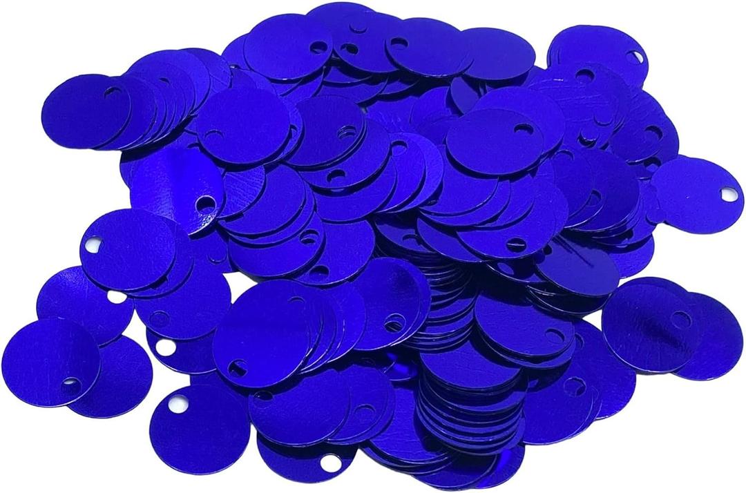 10/20/30 mm Flat Round Sequin Paillettes, Hole 4 mm Mix Color Assortment Acrylic Sequin - 1,76 Ounce (50 Grams) - 20mm Navy Blue