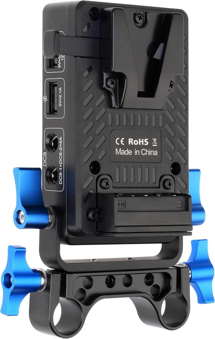 Foto4easy V-Lock Mount Plate Adapter for Sony V-Mount Battery to DSLR Camera,BMPCC 4K 6K,Camcorder,Camera Monitor,LED Light,Microphone - Multi Output