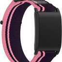 E ECSEM Sport Nylon Loop Band Compatible with WHOOP 5.0/4.0 Adjustable Breathable Braided Elastic Straps Replacement Stretchy Wristband for WHOOP 5.0 Activity Tracker (Black&Pink&Orange)