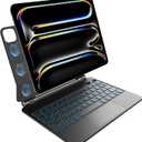 nimin Keyboard case for iPad Pro 11inch M5/M4 2025/2024, 7 Colour Backlit, MultiTouch Trackpad, Floating Magnetic Design, Battery Display, Snow White