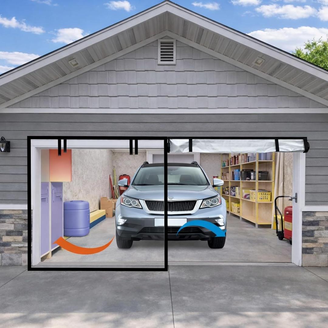 Mindsoft Garage Insulated Door Curtain Transparent Magnetic Screen Windproof Garage Door Cover Panels Soundproof Magnetic Thermal Curtain Winter Insulation Kit (9x7 ft)