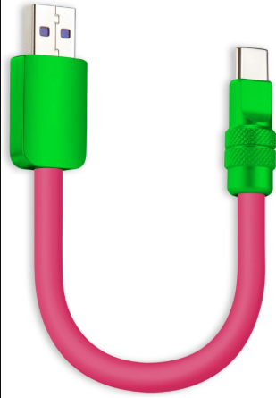 Chubbycable Color Block Chubby 120W Short USB C Cable Power Bank Fast Charging Cable Silicone Charger Cord Compatible with iPhone 17-15 Series iPad, Rose Red+Green, USB-A to Type-C, 0.82FT Amazon's Choice