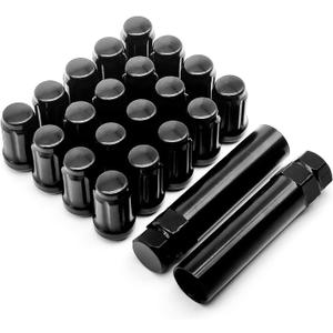 BRONEVO M12x1.5 Wheel Lug Nuts, Aftermarket Wheel-20pcs Black Closed End Bulge Acorn 6 Spline Lug Nuts with 2 Socket Keys Replacement for Toyota Camry Corolla RAV4, Ford Focus Fusion and More