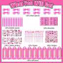 120 pieces of pink party gift pack, Goodie Box gift box contains heart-shaped glasses, straws, bubble sticks, tattoo stickers, bracelets, suitable for children and girls' birthday party decorations