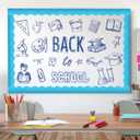 Light Blue Glitter Bulletin Board Borders, 65.6Ft Shine Blue Scalloped Borders Trim Sparkle Self-Adhesive Bulletin Stickers for Winter Holiday Classroom School Office Party Wall Decor