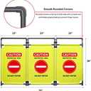 3 Panels Safety Barricade 5.8FT Foldable Security Sign Barrier Gate with Heavy Duty PVC Frame High Visibility Caution Symbol Crowd Control Restricted Area Pedestrian Barricade DO NOT Enter Yellow