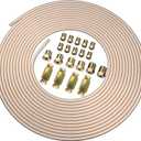 3/16"ODx25FT Copper Coated Brake Line Replacement Kit with 16 Nuts & 4 Unions [ Connector ]  Alloy Steel Tubing with Fittings for Brake Systems, Easy to bend, Corrosion-Resistant
