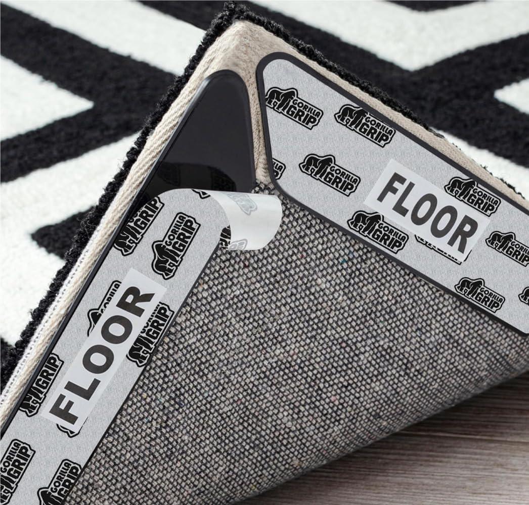 GORILLA GRIP 16 Pc Rug Gripper Pads Keep Area Rugs Corners from Curling, Reusable Double-Sided Stickers Holds Down Carpet in Place, Grips on Tile and Hardwood Floors Helps Prevent Sliding, Home Dcor