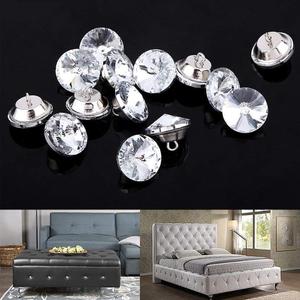 50Pcs Crystal Upholstery Buttons, Diameter 0.79Inch Rhinestone Crystal Round Buttons, with Metal Loop, for Sewing Sofa, Bed Headboard Upholstery Button, DIY Crafts Decoration