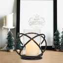 Hurricane Glass Pillar Candle Holder Craftsmanship with Removable Glass for Halloween, Christmas, Thanksgiving, New Year, Wedding Party Anniversary Home Decor (Black)