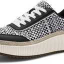 Women Espadrille Platform Sneakers Chunky Fashion Casual Shoes for Women Comfortable Walking Sneakers (10, Black/White)